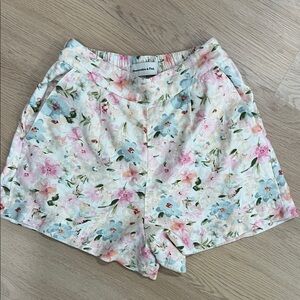 floral linen shorts